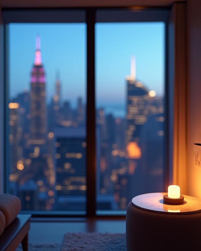 Sophisticated New York apartment interior with subtle smart home technology integrations