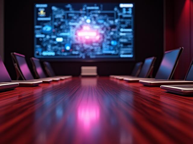 Professional boardroom meeting with high-end tech