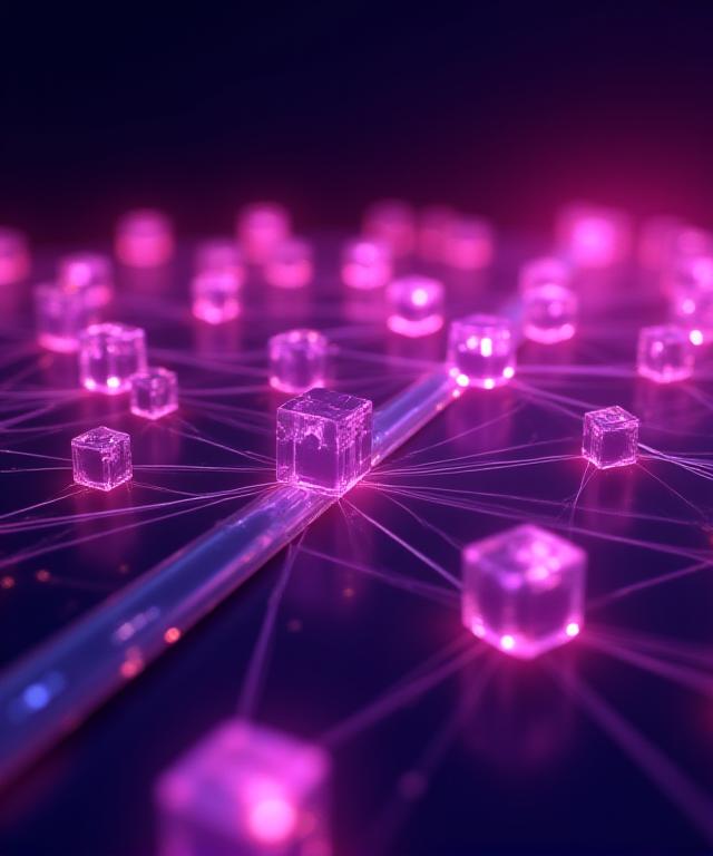 Abstract visualization of a secure, managed business network with glowing connection nodes.